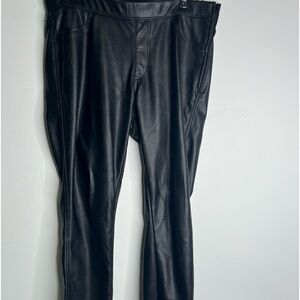 H&M Divided Faux Leather Pants Sz 12 Black Straight Mid Rise Casual